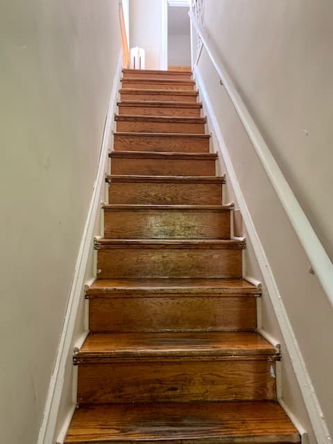 The wooden staircase